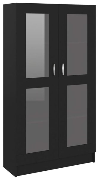 Fekete szerelt fa vitrinszekrény 82,5 x 30,5 x 150 cm