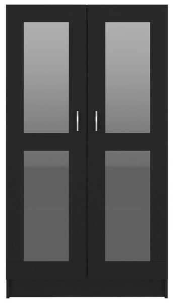 Fekete szerelt fa vitrinszekrény 82,5 x 30,5 x 150 cm