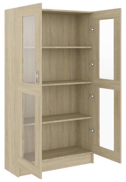 Sonoma tölgy színű szerelt fa vitrinszekrény 82,5x30,5x150 cm