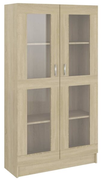 Sonoma tölgy színű szerelt fa vitrinszekrény 82,5x30,5x150 cm