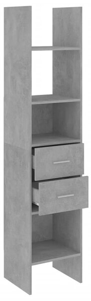 Betonszürke szerelt fa könyvszekrény 40 x 35 x 180 cm