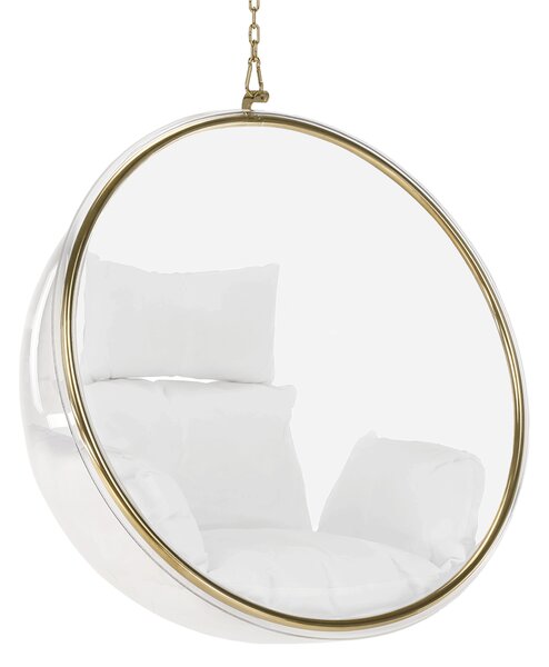 KONDELA Függő fotel, átlátszó/arany/fehér, BUBBLE TYP 1