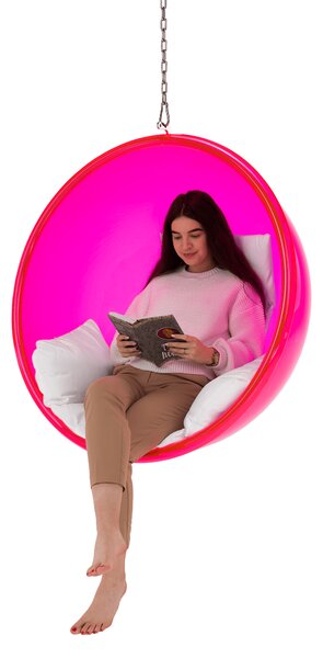 KONDELA Függő fotel, rózsaszín/ezüst/fehér, BUBBLE TYP 1