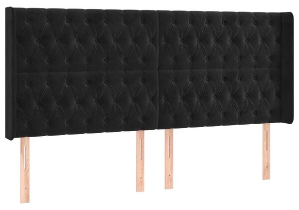 VidaXL Ágyfejtámla - Bársony - Fekete - 203cm