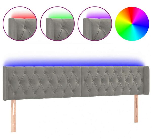 Bársony LED Fejtámla - Világosszürke - 183cm