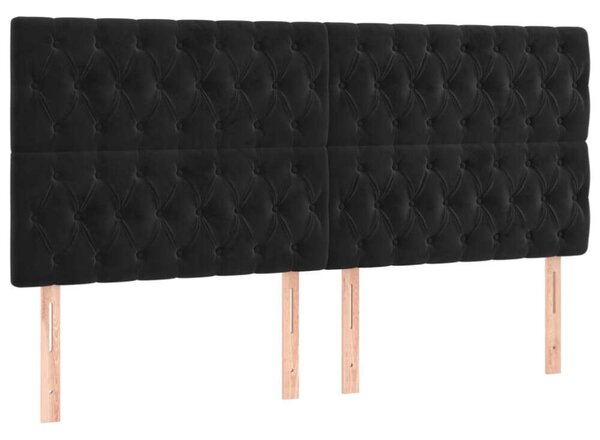 VidaXL Fekete Bársony Ágykeret Fejtámlával - 200x200 cm