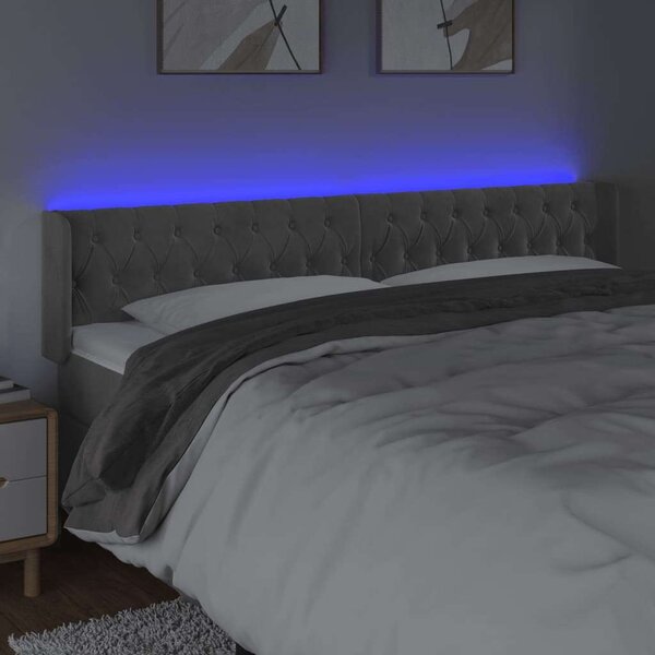 Bársony LED Fejtámla - Világosszürke - 183cm