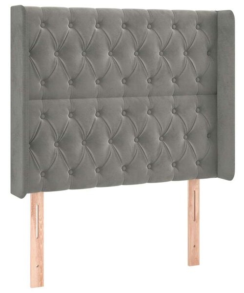 Bársony LED Fejtámla - Világosszürke - 93x128cm