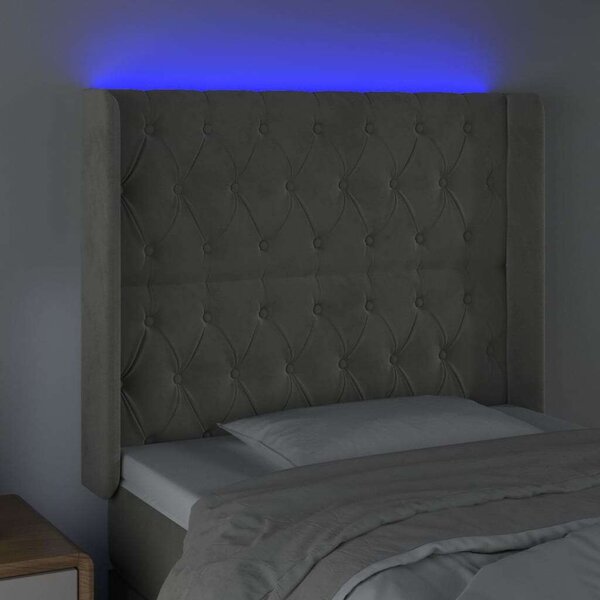 Bársony LED Fejtámla - Világosszürke - 93x128cm