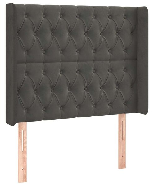 Sötétszürke bársony led-es fejtámla 93x16x118/128 cm