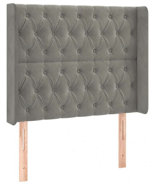 Bársony LED Fejtámla - Világosszürke - 93x128cm