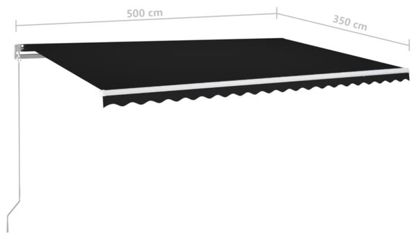 Antracitszürke kézzel kihúzható napellenző 500 x 350 cm