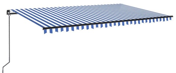 Kék és fehér kézzel kihúzható LED-es napellenző 500 x 300 cm