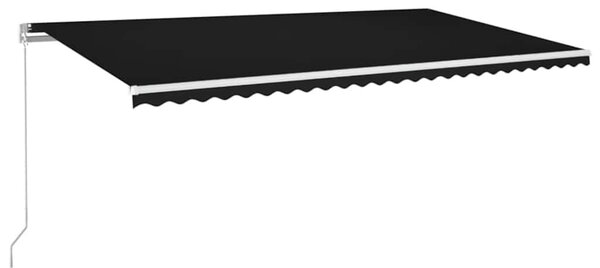 Antracitszürke kézzel behúzható LED-es napellenző 600x300 cm