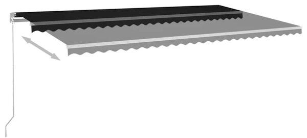 Antracitszürke kézzel behúzható LED-es napellenző 600x300 cm
