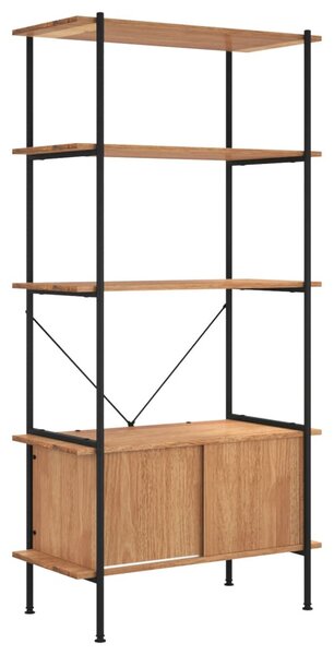 5 szintes acél és szerelt fa polc szekrénnyel 80x40x163 cm