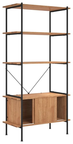 5 szintes acél és szerelt fa polc szekrénnyel 80x40x163 cm
