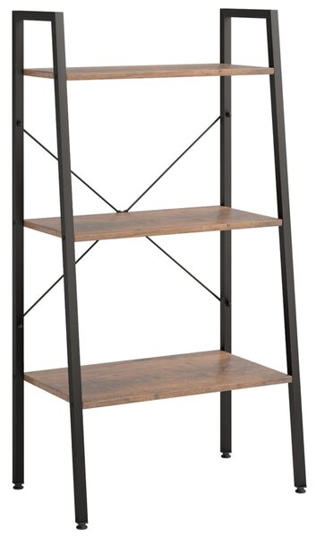3 szintes sötétbarna és fekete állópolc 56 x 35 x 108 cm