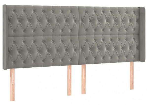 Bársony LED Fejtámla - Világosszürke - 183x128cm