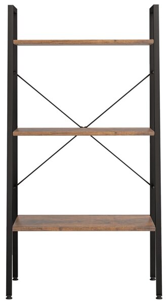 3 szintes sötétbarna és fekete állópolc 56 x 35 x 108 cm