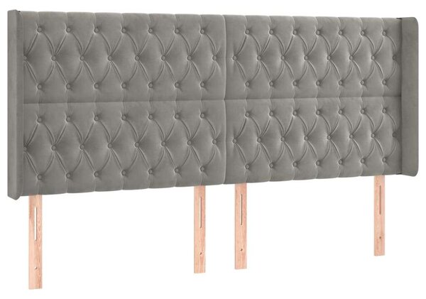 Bársony LED Fejtámla - Világosszürke - 183x128cm