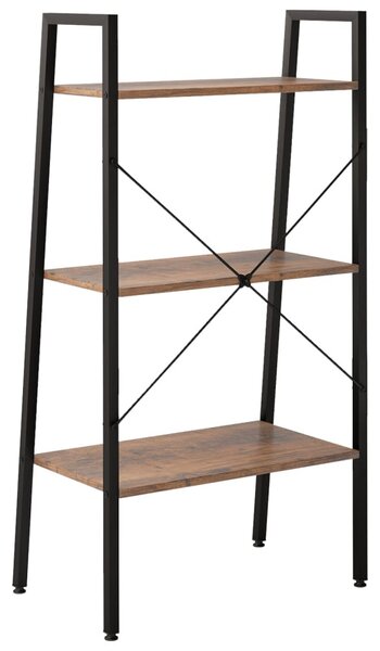 3 szintes sötétbarna és fekete állópolc 56 x 35 x 108 cm