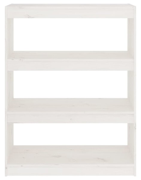 Fehér tömör fenyőfa könyvszekrény/térelválasztó 80x30x103,5 cm