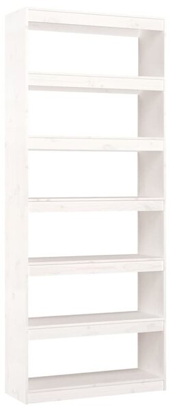 Fehér fenyőfa könyvszekrény/térelválasztó 80 x 30 x 199,5 cm