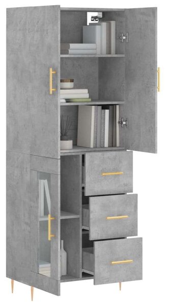 VidaXL betonszürke szerelt fa magasszekrény 69,5 x 34 x 180 cm