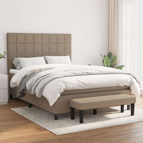 VidaXL tópszínű szövet rugós ágy matraccal 140 x 190 cm
