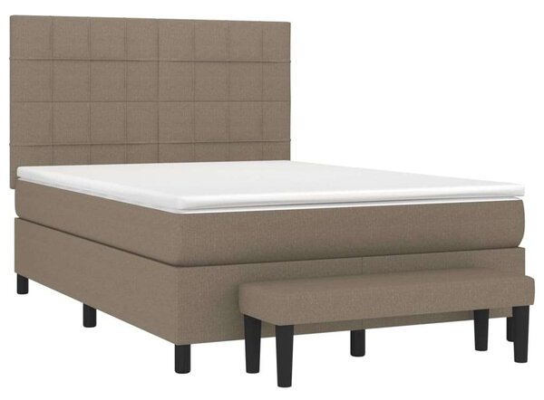 VidaXL tópszínű szövet rugós ágy matraccal 140 x 190 cm