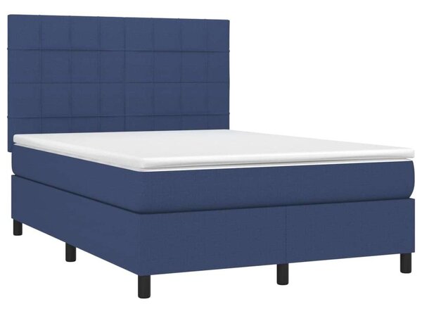 VidaXL kék szövet rugós és LED-es ágy matraccal 140x190 cm
