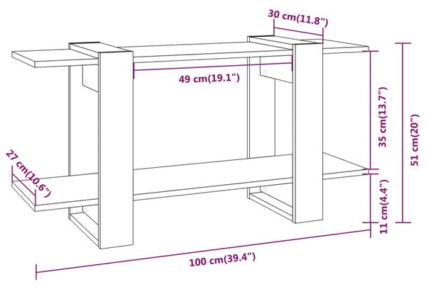 Betonszürke szerelt fa könyvszekrény 100 x 30 x 51 cm