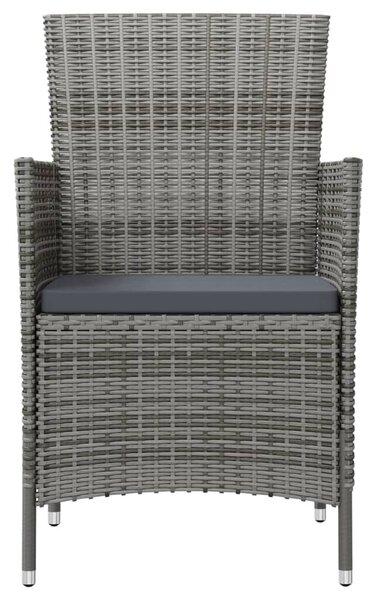 2 db szürke polyrattan kerti szék párnával