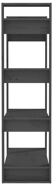 Szürke tömör fenyőfa könyvszekrény/térelválasztó 80x35x125 cm