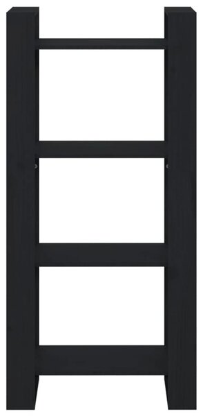 Fekete tömör fa könyvszekrény/térelválasztó 60 x 35 x 125 cm