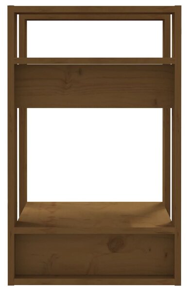 Mézbarna tömör fenyőfa könyvszekrény/térelválasztó 41x35x57 cm