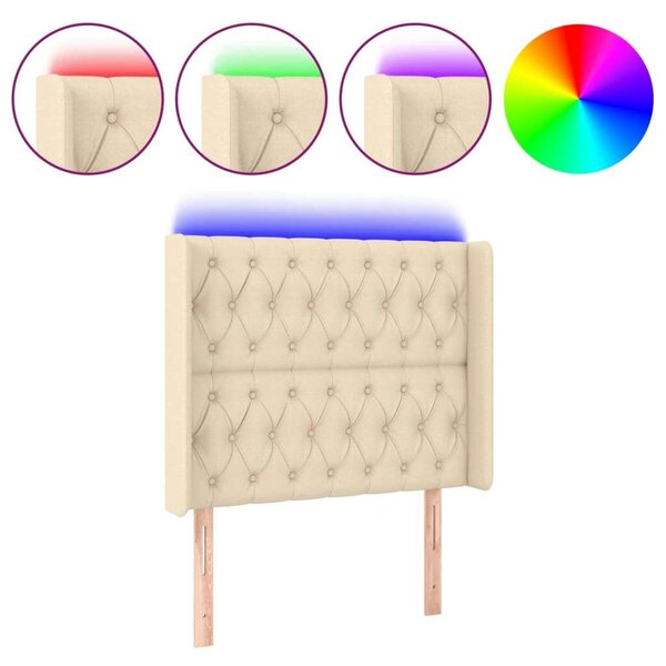 LED-es Fejtámla - Krémszínű Szövet - 93x16x118/128cm