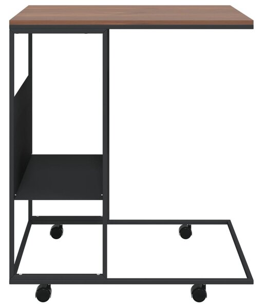Fekete szerelt fa kisasztal kerekekkel 55x36x63,5 cm