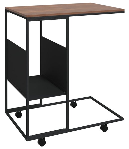 Fekete szerelt fa kisasztal kerekekkel 55x36x63,5 cm