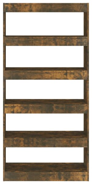 Füstös tölgy színű fa könyvszekrény/térelválasztó 80x30x166 cm