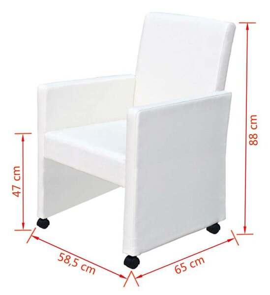 6 db Fehér Műbőr Étkezőszék - Ergonomikus, Kerek