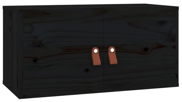 2 darab fekete tömör fenyőfa faliszekrény 60 x 30 x 30 cm