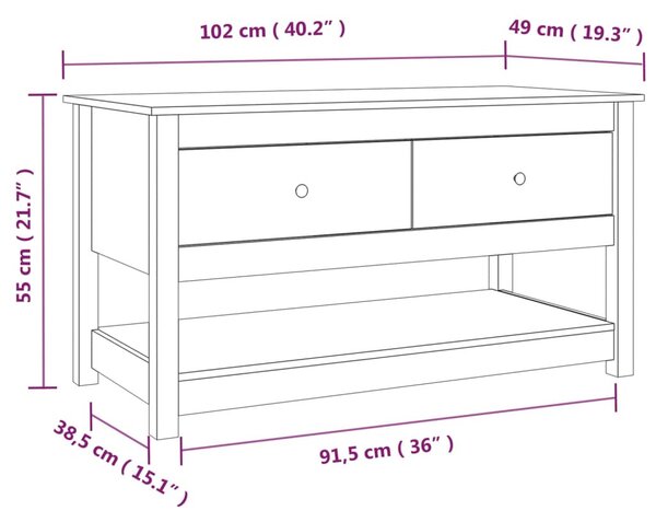 Tömör fenyőfa dohányzóasztal 102 x 49 x 55 cm