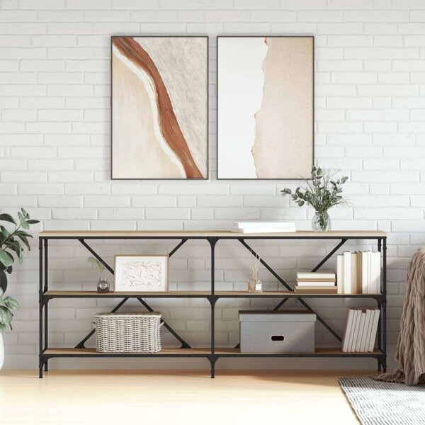 Konzolasztal - Sonoma Tölgy - Fa és Vas - 180x30x75 cm