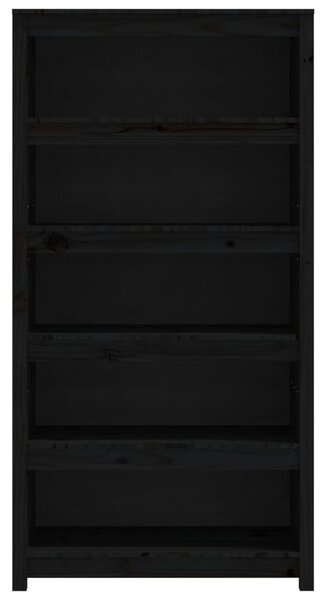 Fekete tömör fenyőfa könyvszekrény 80x35x154 cm