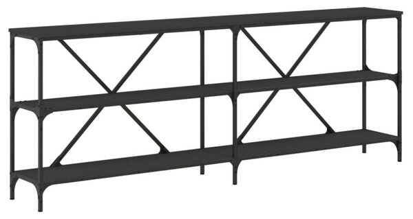 Fekete szerelt fa és vas tálalóasztal 200x30x75 cm