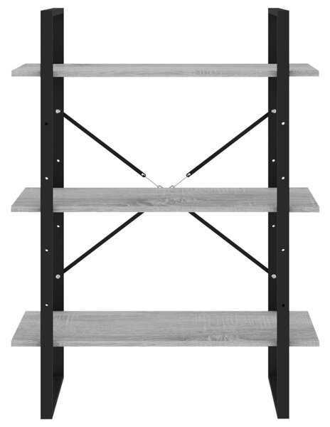Szürke sonoma színű szerelt fa könyvszekrény 80 x 30 x 105 cm