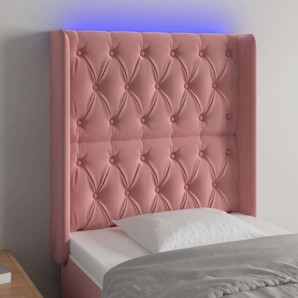 Rózsaszín bársony led-es fejtámla 83x16x118/128 cm