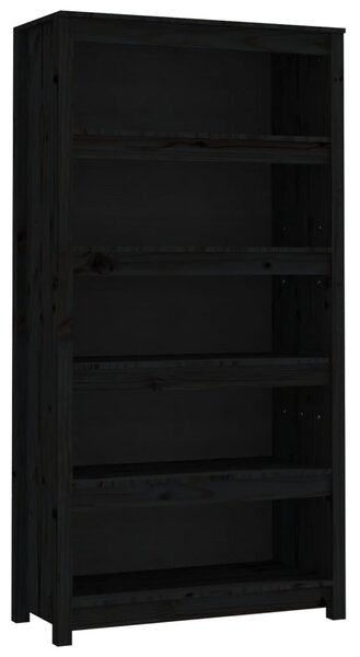 Fekete tömör fenyőfa könyvszekrény 80x35x154 cm